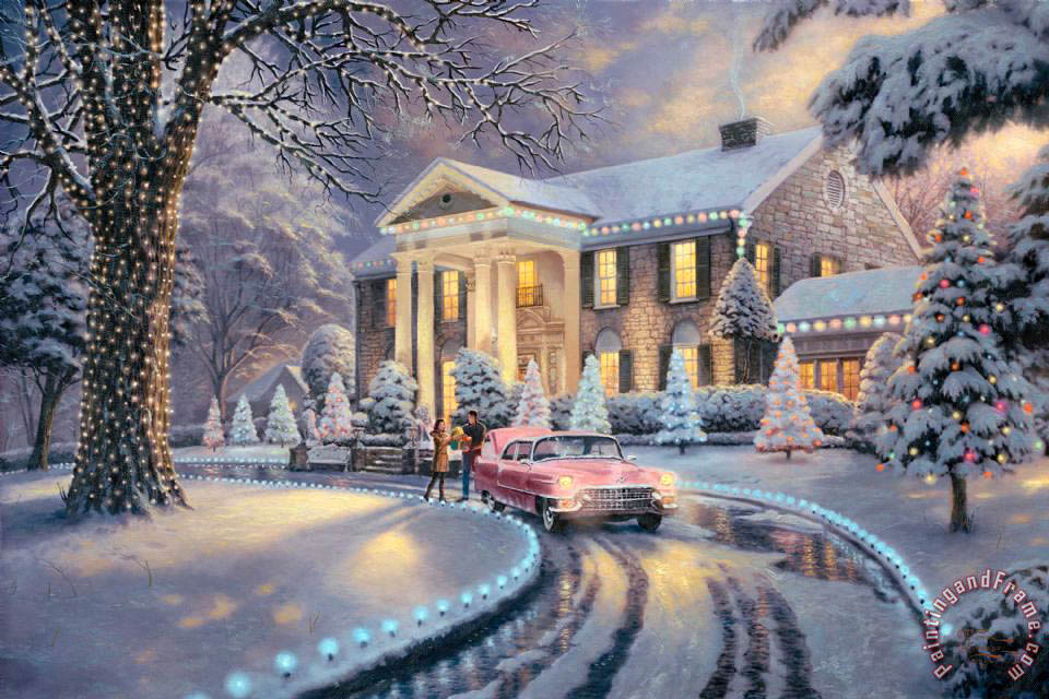 Thomas Kinkade Graceland Christmas painting - Graceland Christmas print for sale