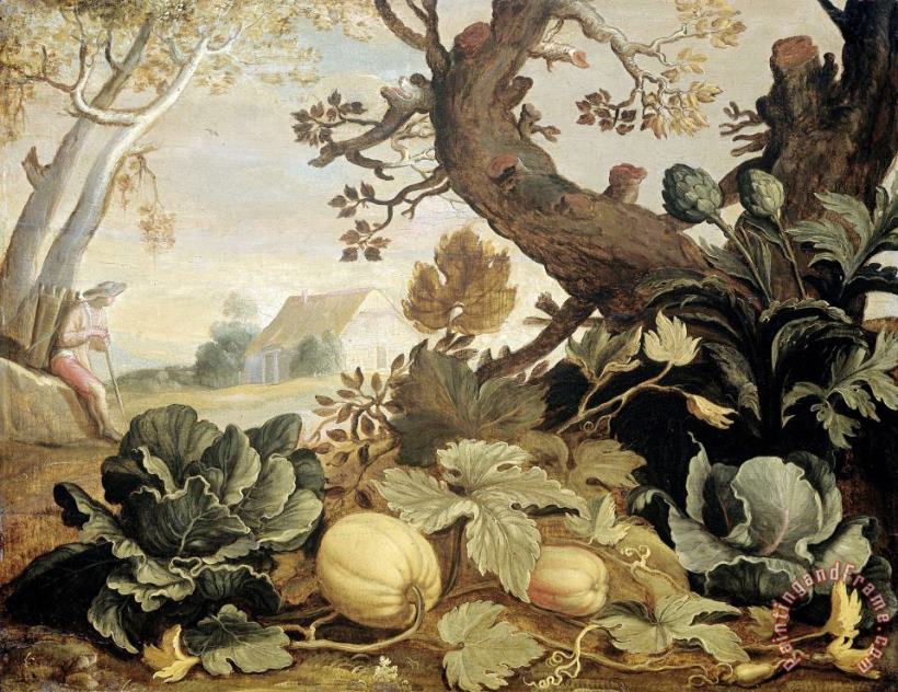 Abraham Bloemaert Landscape with Fruits And Vegetables in The Foreground Art Print