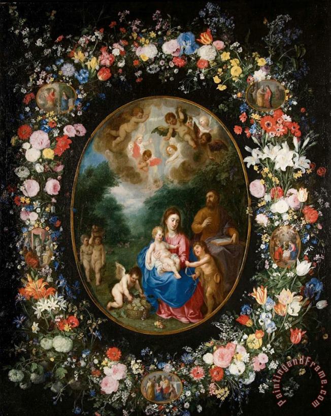 Abraham Brueghel (breugel, Breughel) Garland of Flowers Art Print