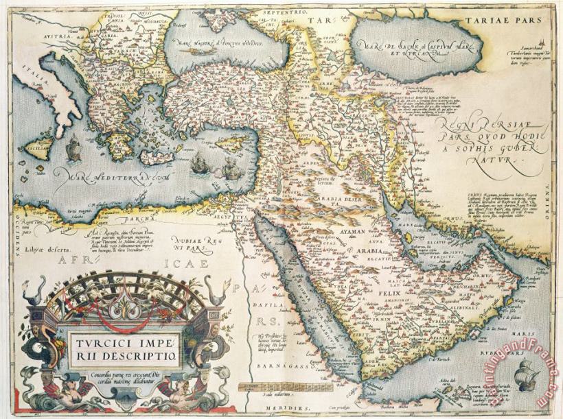 Abraham Ortelius Map of the Middle East from the Sixteenth Century Art Print