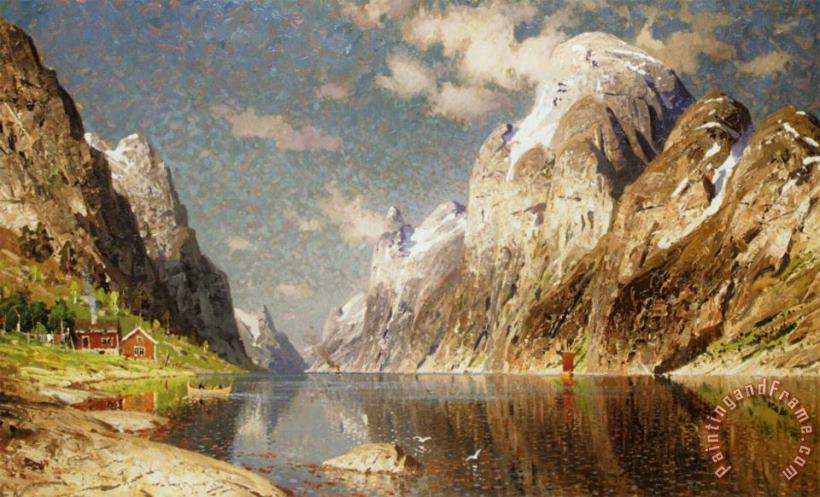 Fjorden painting - Adelsteen Normann Fjorden Art Print