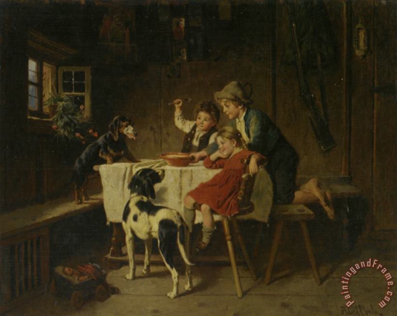 Adolf Eberle Dinner Time Art Painting