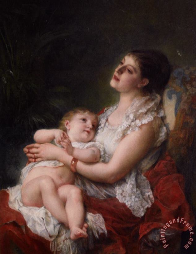 Adolphe Jourdan Mothers Embrace Art Print
