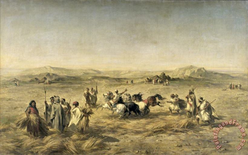 Adolphe Pierre Leleux Threshing Wheat in Algeria Art Print