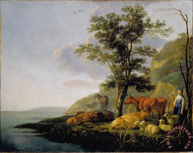 Aelbert Cuyp Cattle Near a River Art Painting