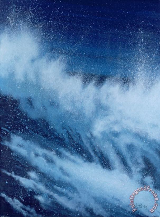 Large Waves Breaking painting - Alan Byrne Large Waves Breaking Art Print