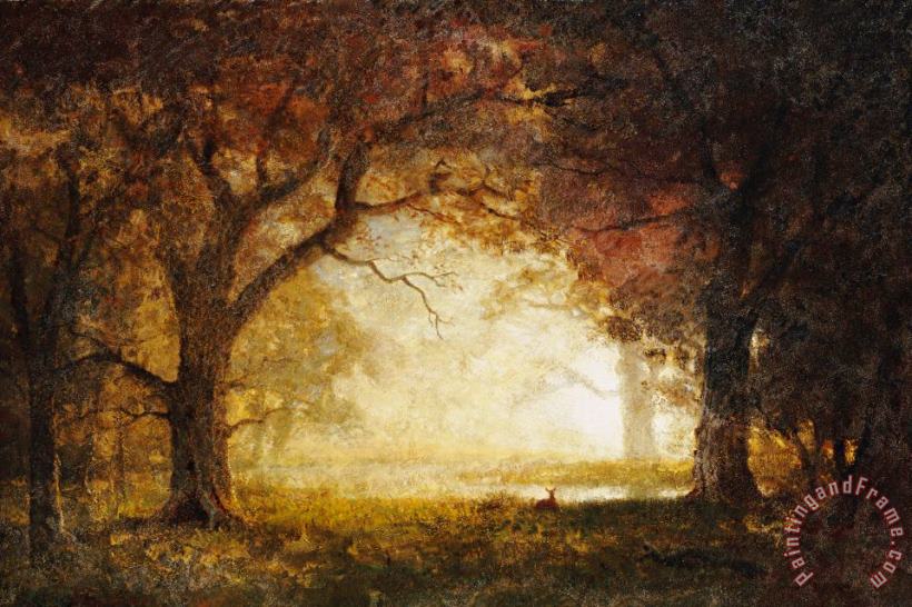 Albert Bierstadt Forest Sunrise Art Painting