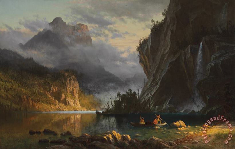 Albert Bierstadt Indians Spear Fishing Art Painting