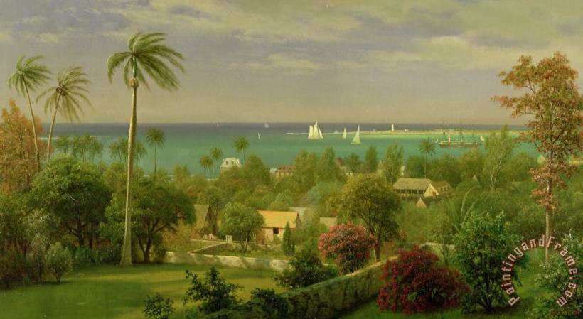 Albert Bierstadt Panoramic View of the Harbour at Nassau in the Bahamas Art Painting