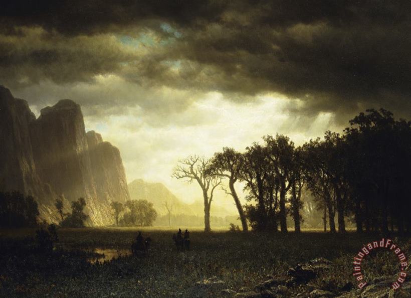 Albert Bierstadt Passing Storm in Yosemite Art Painting