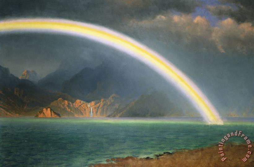 Albert Bierstadt Rainbow Over Jenny Lake Wyoming Art Painting