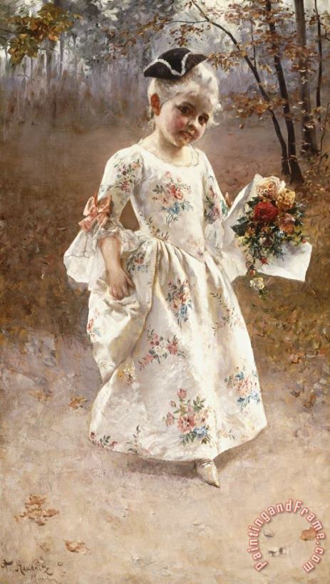 Albert Raudnitz The Little Flower Girl Art Painting