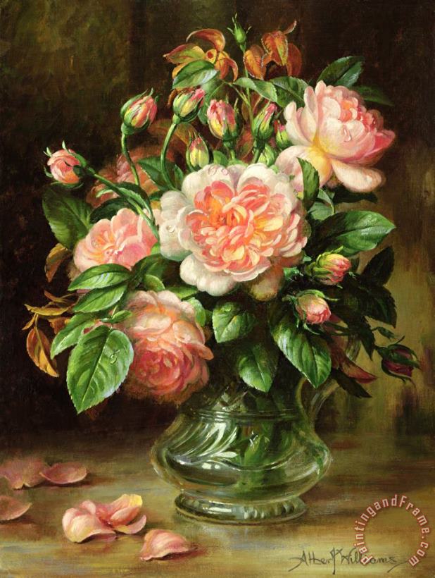 Albert Williams English Elegance Roses In A Glass Art Painting