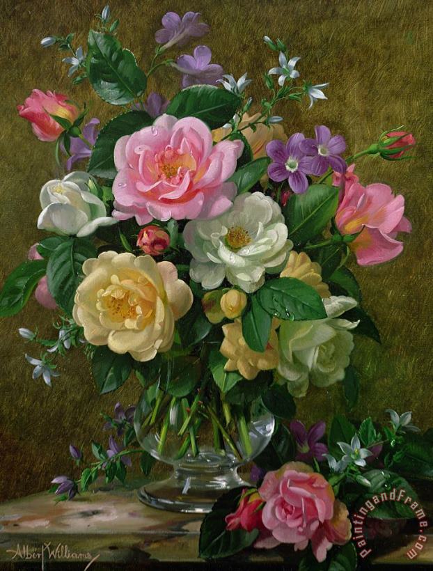 Albert Williams Roses In A Glass Vase Art Print