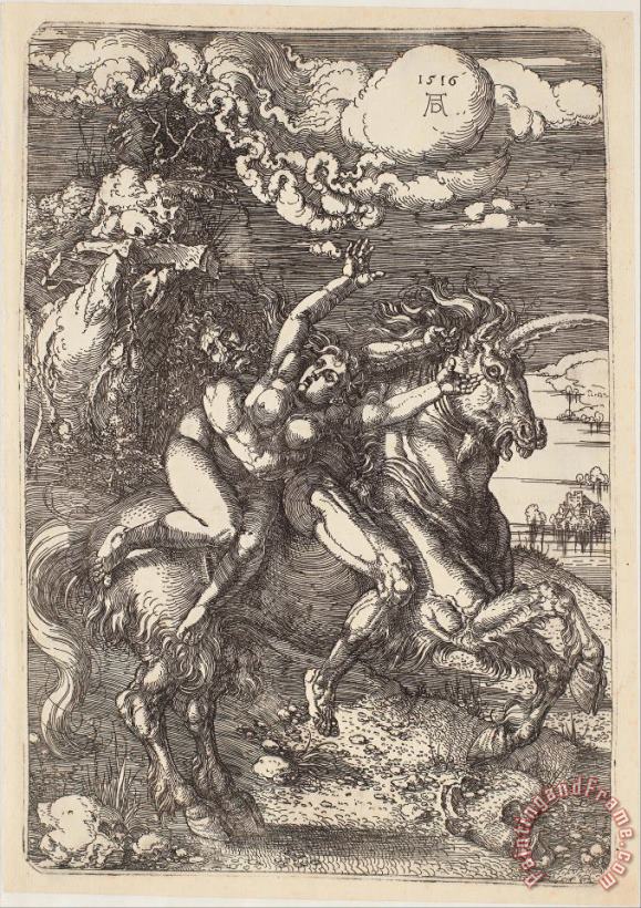 Abduction of Proserpine on a Unicorn painting - Albrecht Durer Abduction of Proserpine on a Unicorn Art Print