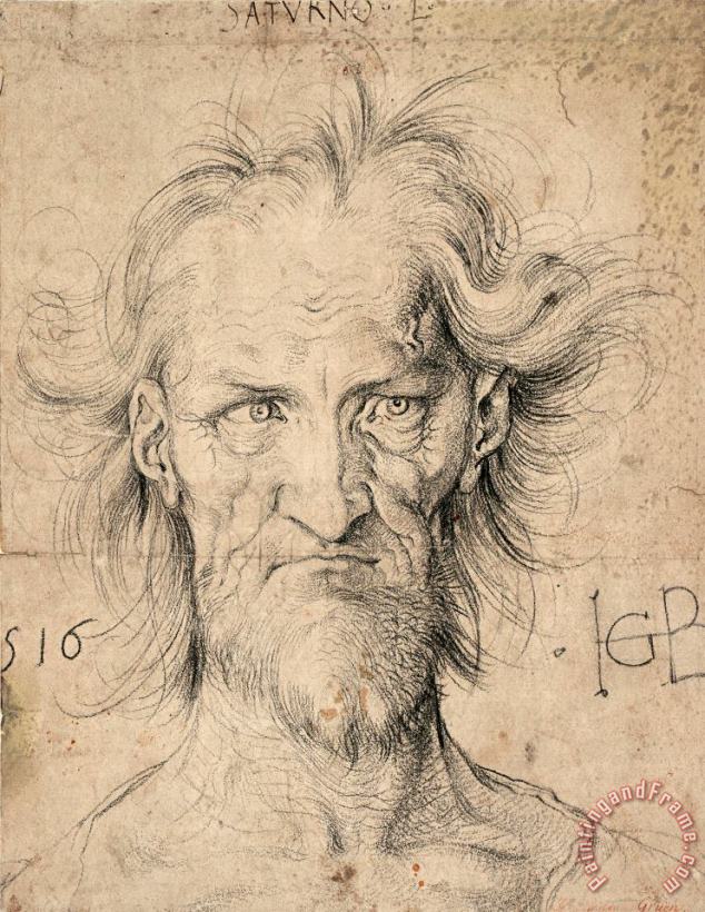 Albrecht Durer Head of a Bearded Old Man ( Saturn ), 1516 Art Print