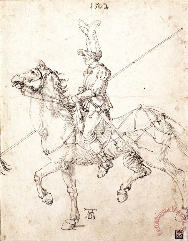 Albrecht Durer Lancer on Horseback Art Painting