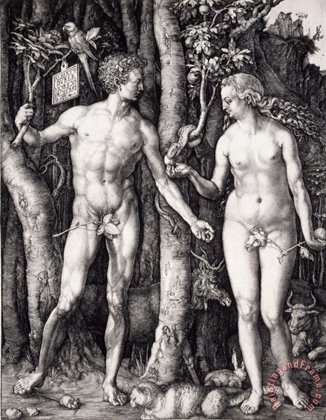 The Fall of Man (adam And Eve) painting - Albrecht Durer The Fall of Man (adam And Eve) Art Print