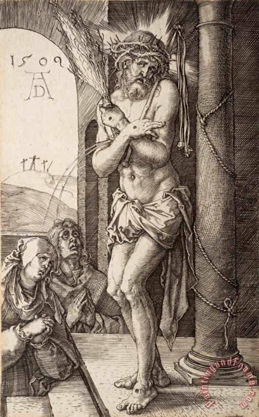 The Man of Sorrows by The Column with The Virgin And St. John, From The Engraved Passion painting - Albrecht Durer The Man of Sorrows by The Column with The Virgin And St. John, From The Engraved Passion Art Print