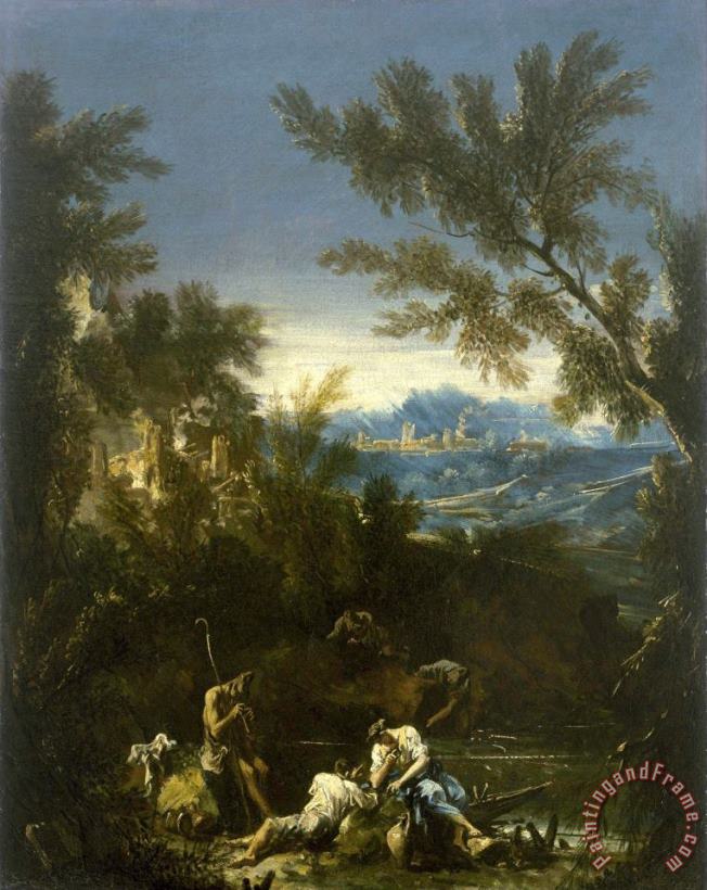 Landscape with Figures painting - Alessandro Magnasco Landscape with Figures Art Print