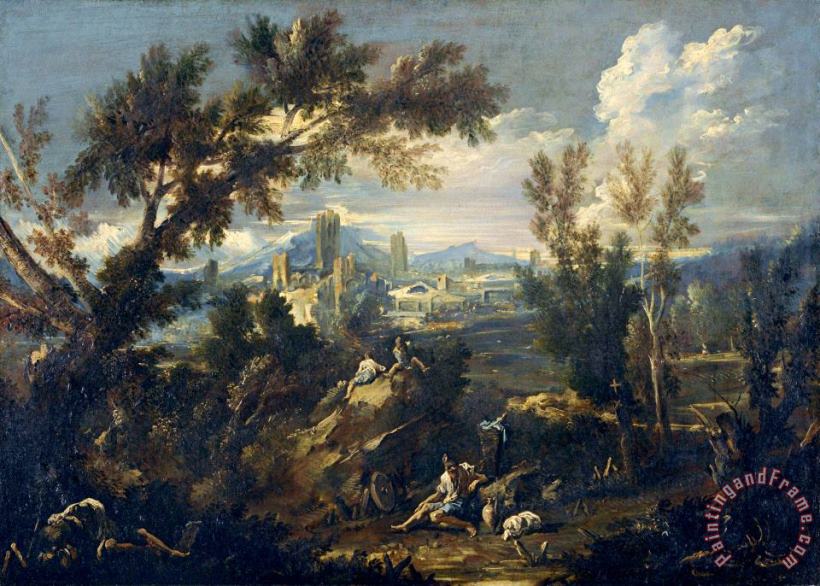 Alessandro Magnasco Landscape with Shepherds Art Painting