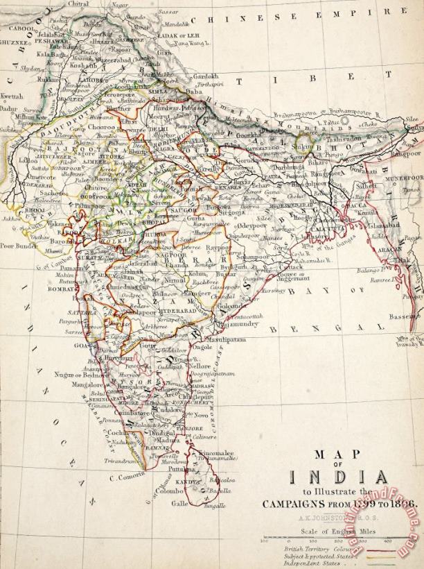 Alexander Keith Johnson Map Of India Art Print