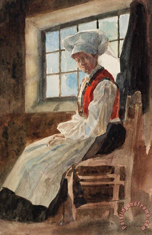 Alexandre Lunois Scandinavian Peasant Woman In An Interior Art Painting