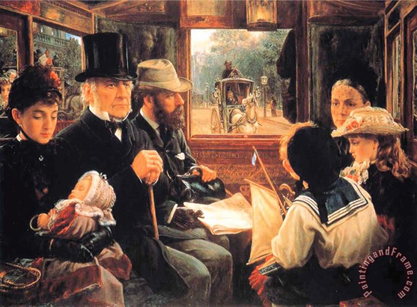Alfred Morgan One of The People Gladstone in an Omnibus Art Painting