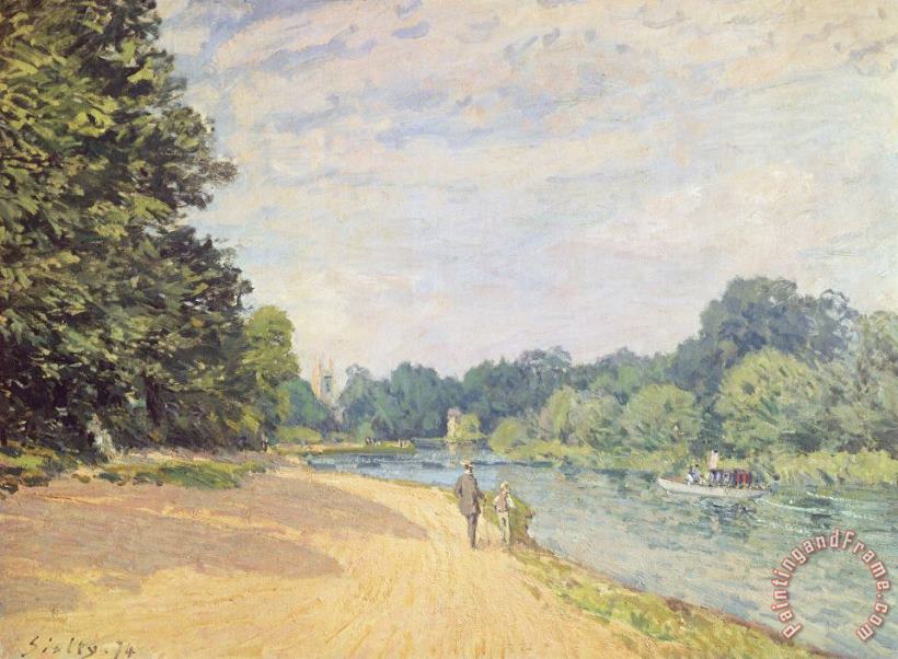 Alfred Sisley The Thames with Hampton Church Art Painting