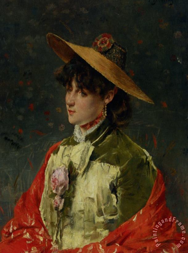 Alfred Stevens Au Chapeau De Paille Art Painting