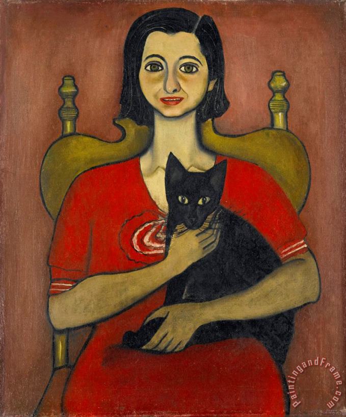Untitled (woman with a Cat) painting - Alice Neel Untitled (woman with a Cat) Art Print