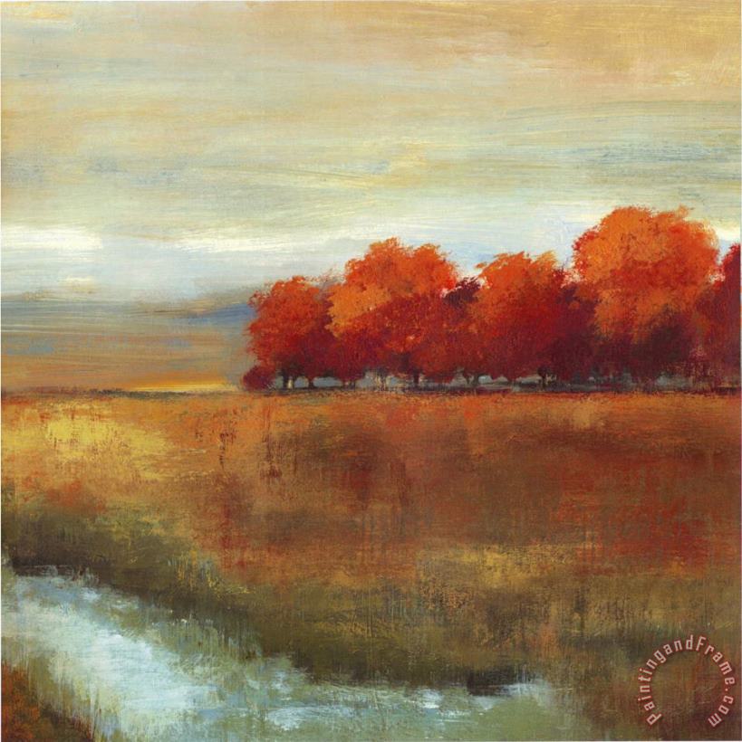 Orange Treescape II painting - Allison Pearce Orange Treescape II Art Print