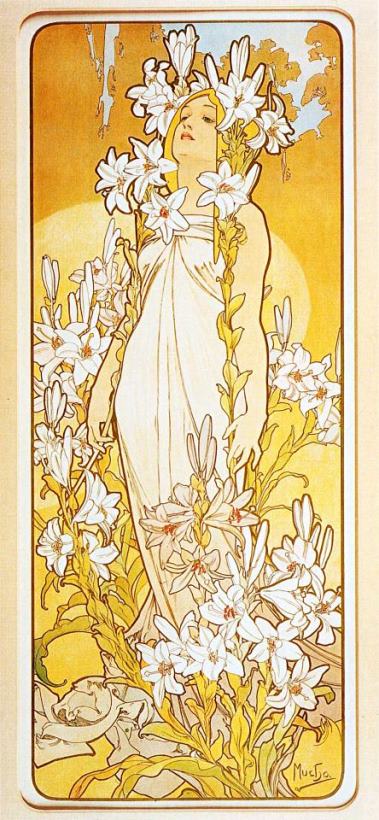 Lily painting - Alphonse Marie Mucha Lily Art Print