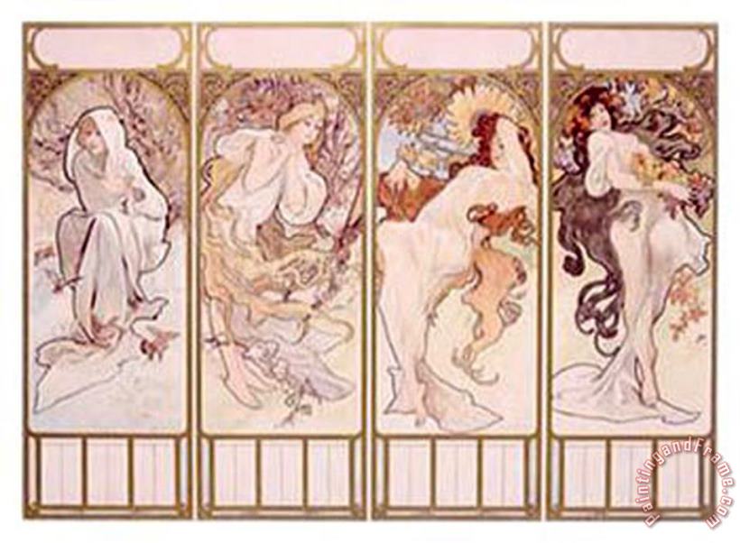 Alphonse Marie Mucha Seasons Winter Panel 1897 Art Painting