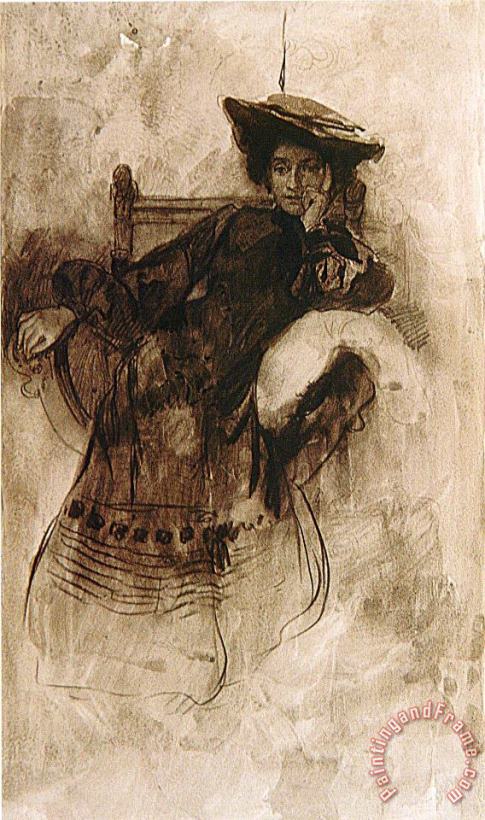 Alphonse Marie Mucha Study of a Woman Sitting in an Armchair Art Print