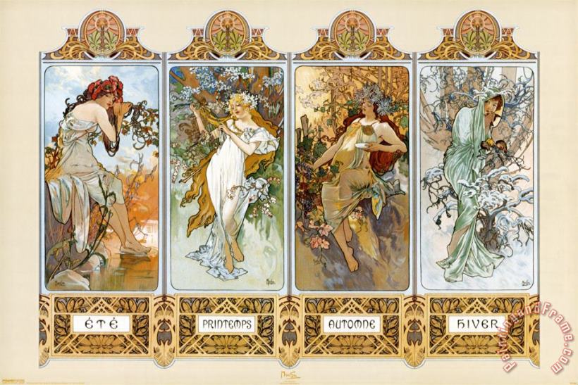 Alphonse Marie Mucha The Four Seasons Art Painting