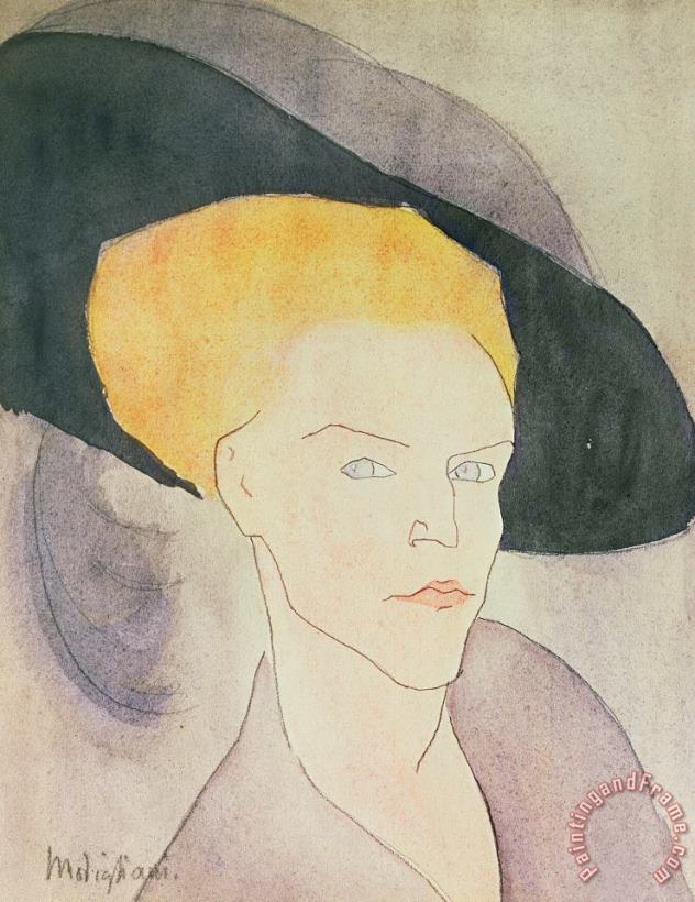 Amedeo Modigliani Head Of A Woman Wearing A Hat Art Print