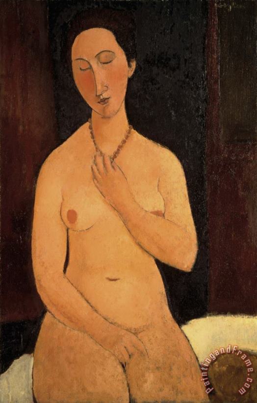 Seated Nude with Necklace painting - Amedeo Modigliani Seated Nude with Necklace Art Print