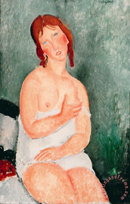 Young Woman in a Shirt, 1918 painting - Amedeo Modigliani Young Woman in a Shirt, 1918 Art Print