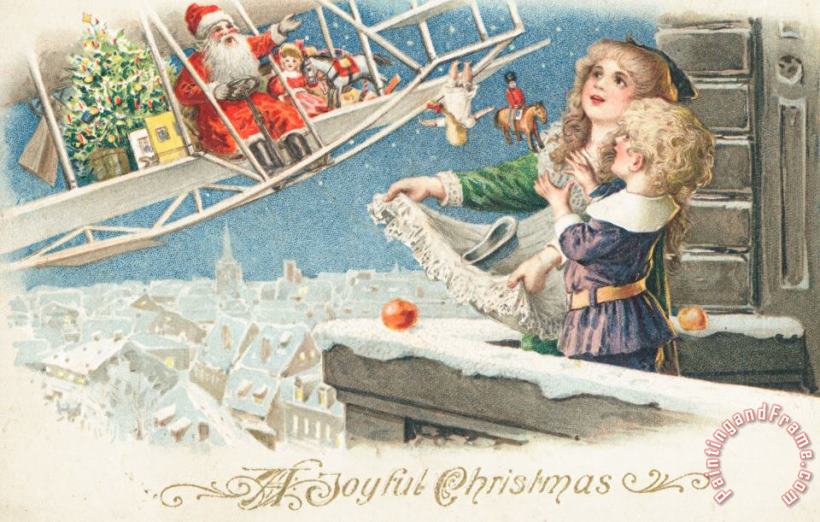 Christmas Card painting - American School Christmas Card Art Print