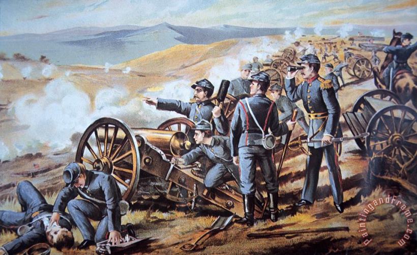 American School Federal field artillery in action during the American Civil War Art Painting
