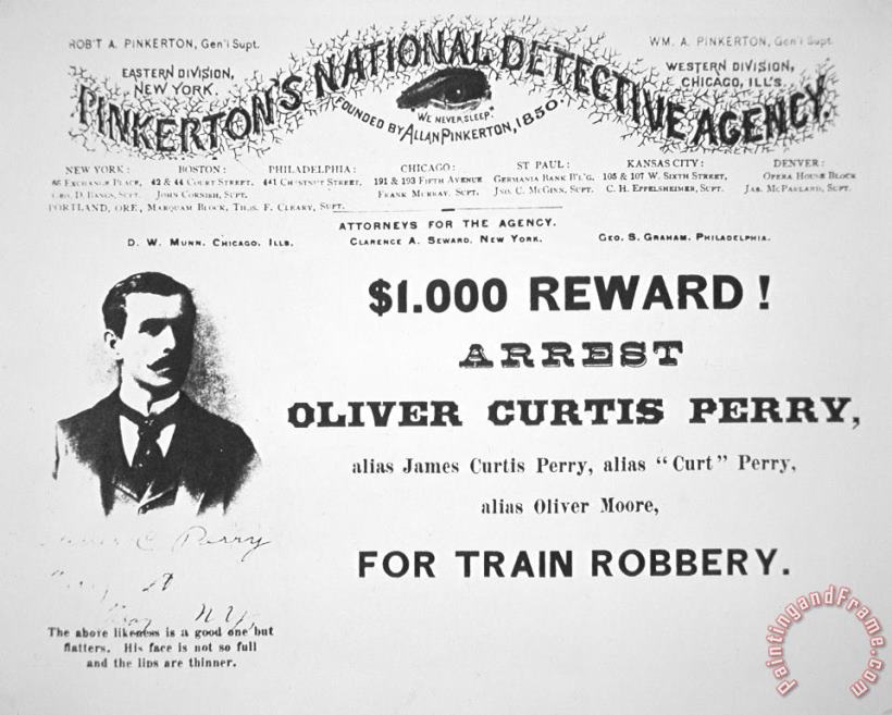 Reward poster for the arrest of Oliver Perry issued painting - American School Reward poster for the arrest of Oliver Perry issued Art Print