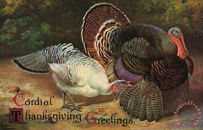 Thanksgiving Greetings painting - American School Thanksgiving Greetings Art Print