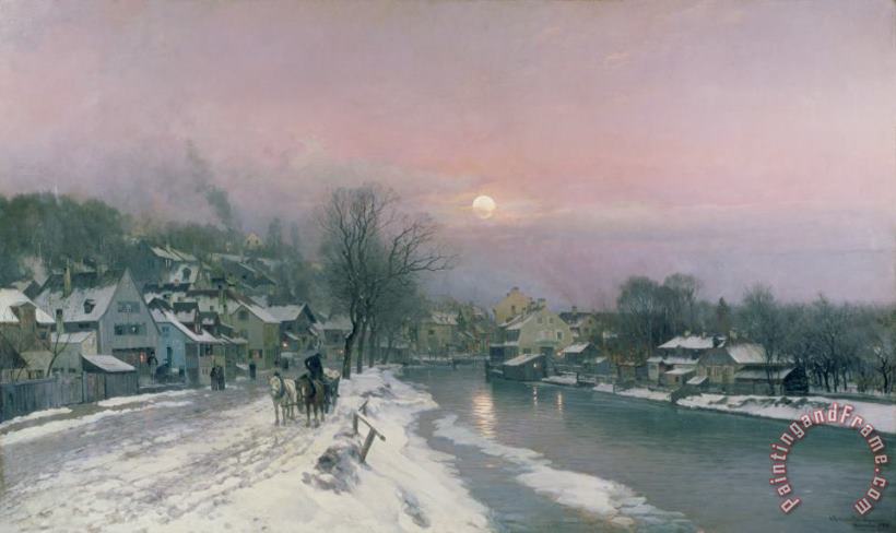 Anders Anderson Lundby A Canal Scene in Winter Art Print