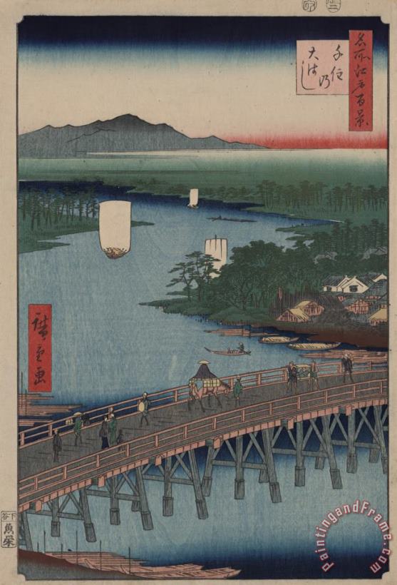 Great Bridge at Senju painting - Ando Hiroshige Great Bridge at Senju Art Print