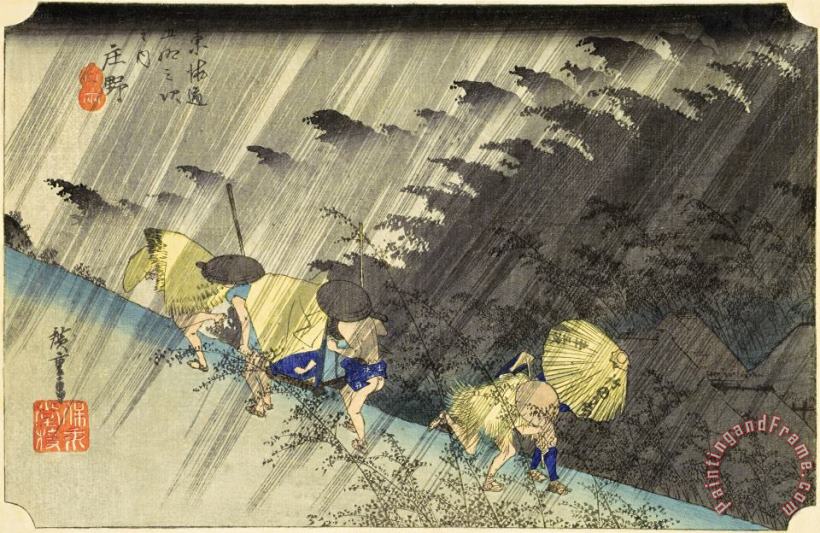 Ando Hiroshige Light Rain at Shono, From Fifty Three Stations on The Tokaido Road, The 