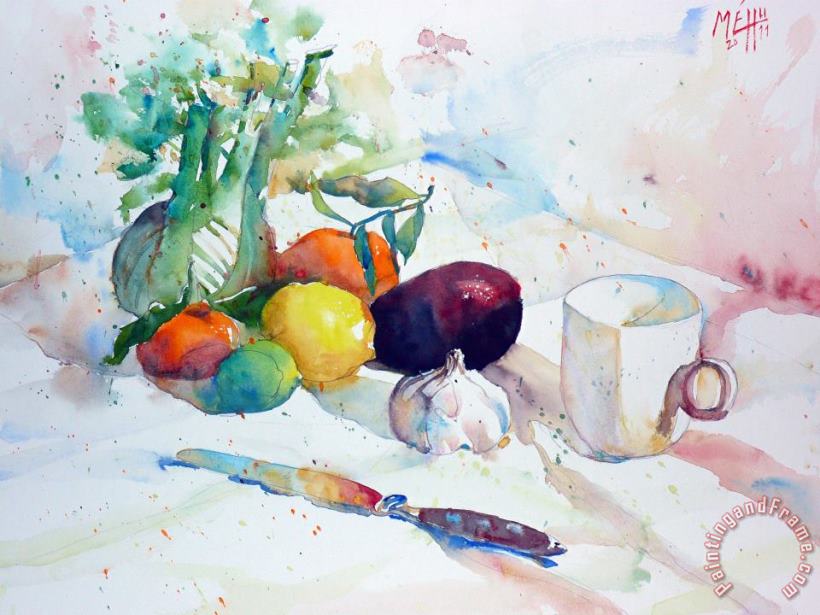 Cup fruits and vegetables painting - Andre Mehu Cup fruits and vegetables Art Print