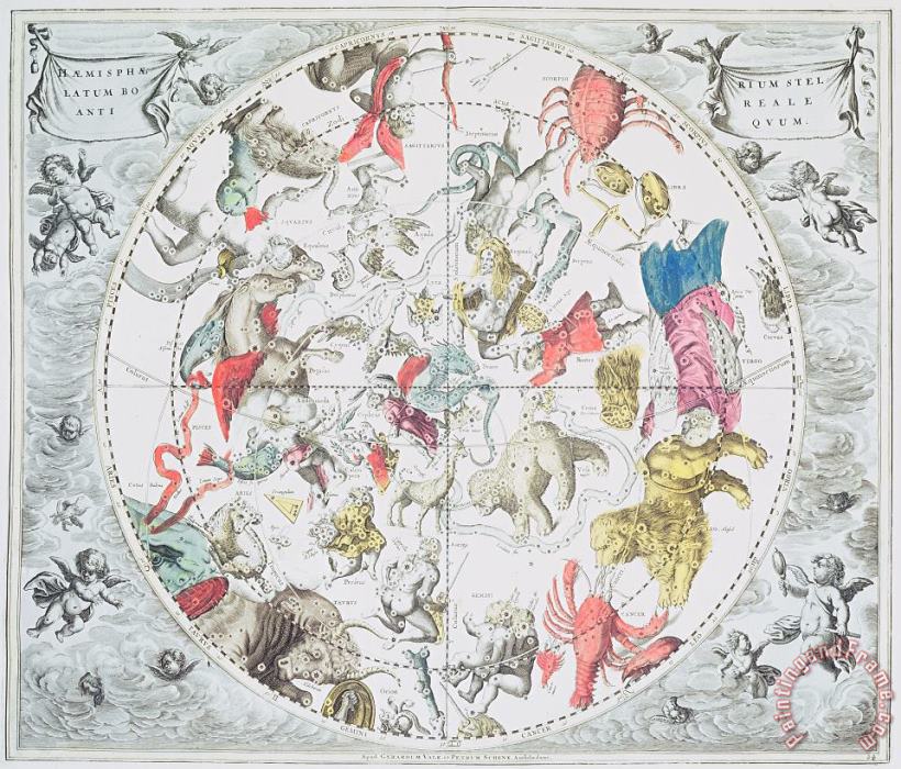 Andreas Cellarius Celestial Planisphere Showing the Signs of the Zodiac Art Print