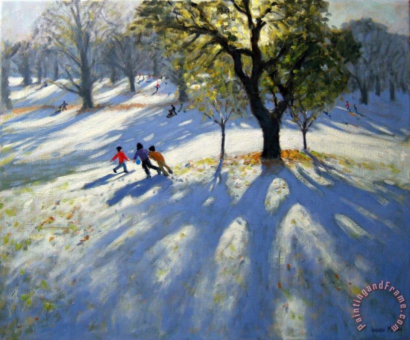 Andrew Macara Markeaton Park early snow Art Painting