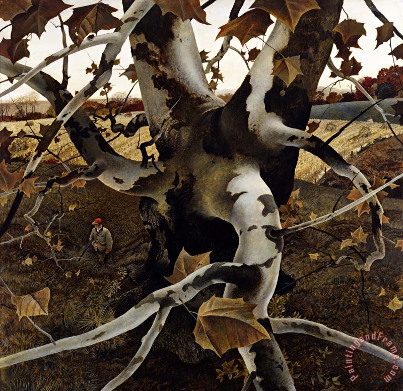 andrew wyeth Sycamore Tree And Hunter October 16 1943 Art Painting